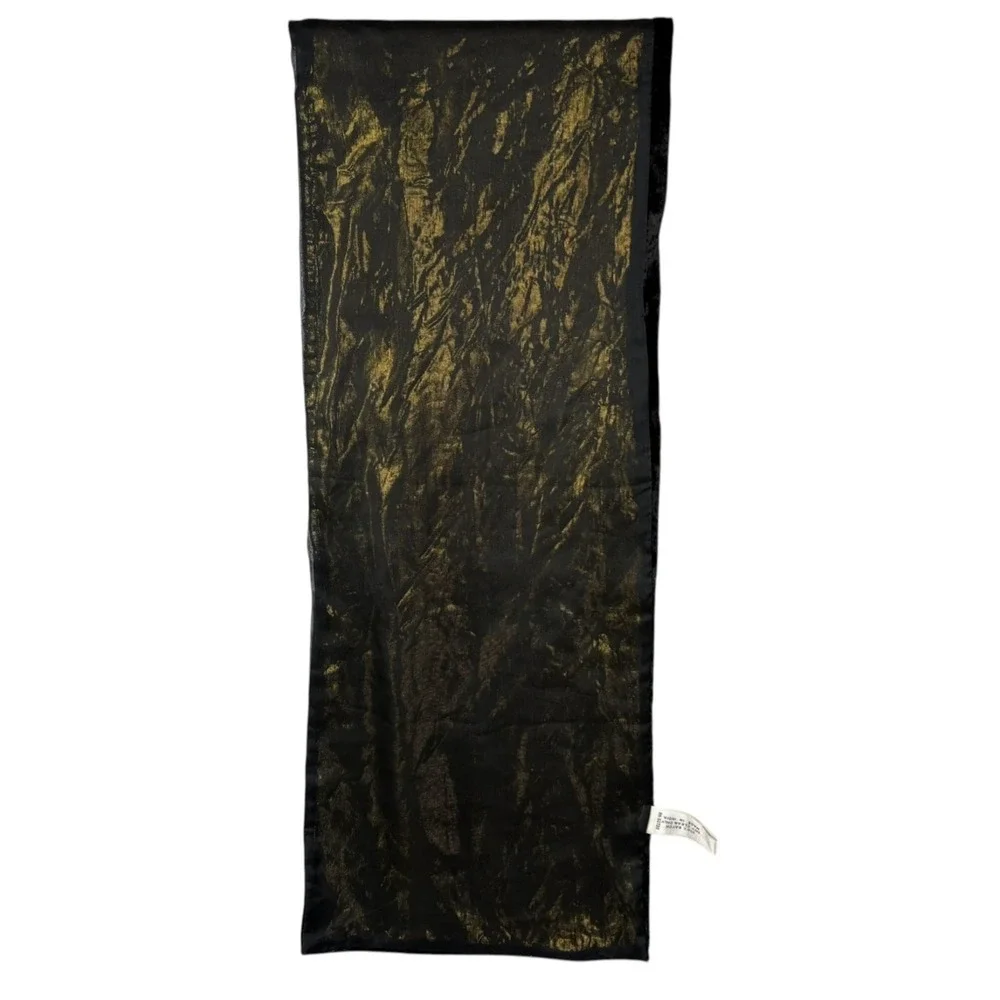 Oscar de la Renta Studio‎ Evening Scarf Unisex Black Velvet Gold Metallic Formal